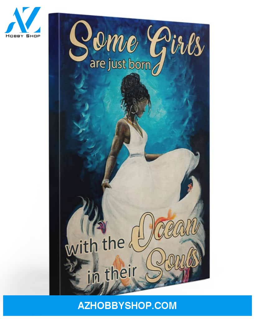 Afro Girl Born With The Sea Gallery Wrapped Canvas Prints – African Canvas Print Wall Art