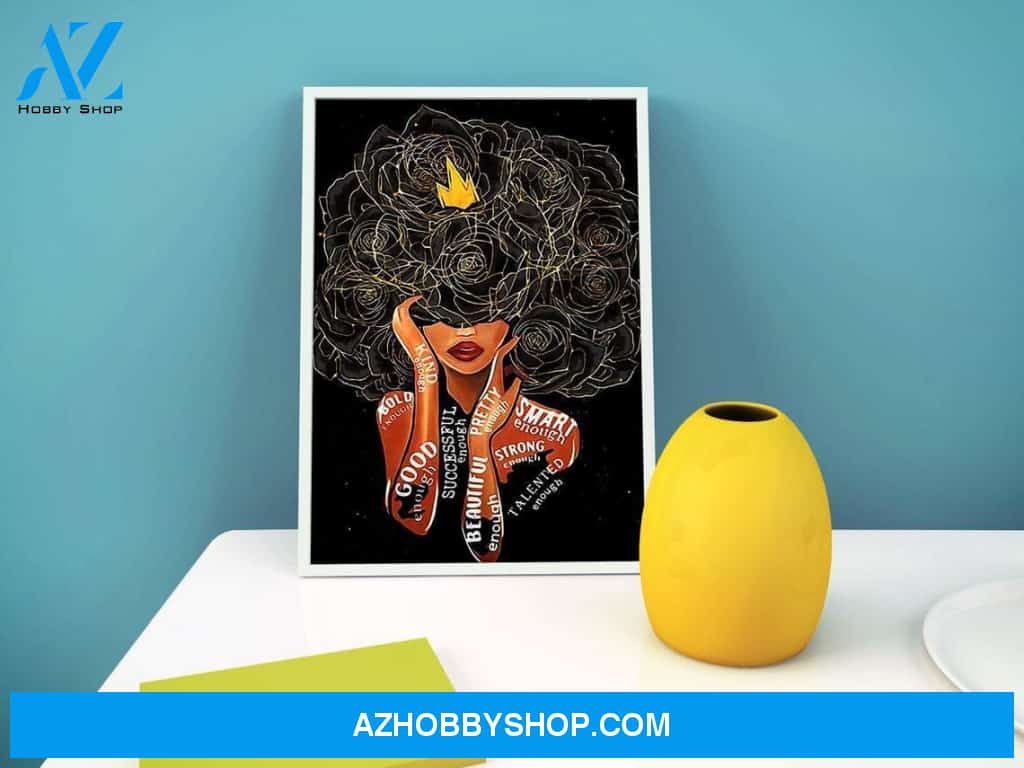 Black Woman Portrait Poster, Afro Queen Portrait, I Am Enough Poster, African American Woman Canvas And Poster, Wall Decor Visual Art 1