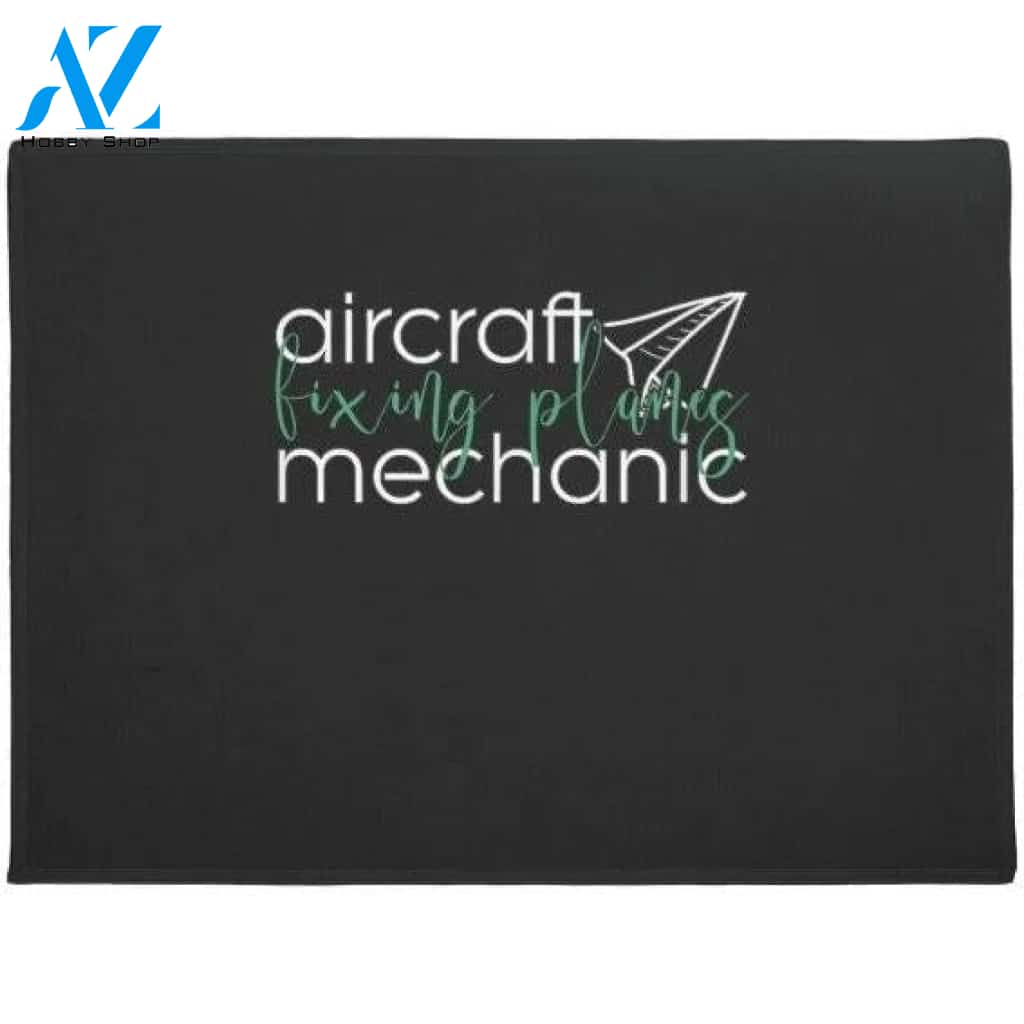 Aircraft Mechanic Fixing Planes Welcome Doormat Warm House Gift Welcome Mat Gift for Friend Family