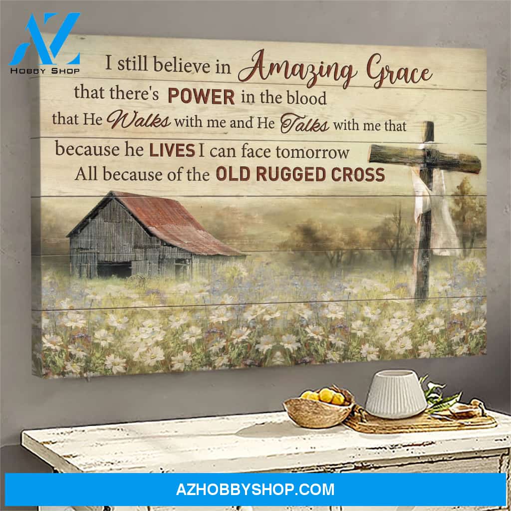 All because of the old rugged cross Jesus Landscape Canvas Prints - Wall Art