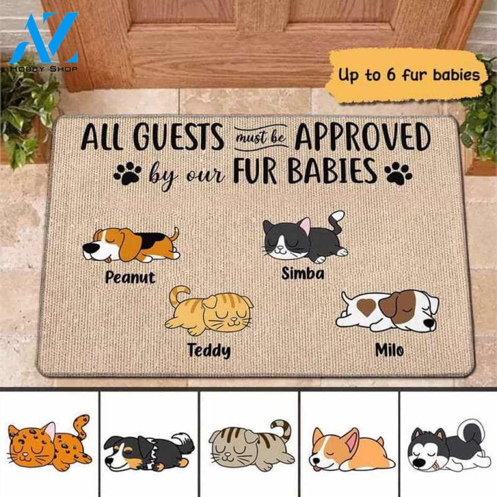 All Guests Must Be Approved By Dogs Cats Personalized Doormat, Customized Doormat, Welcome Door Mat, Makes A Perfect Gift