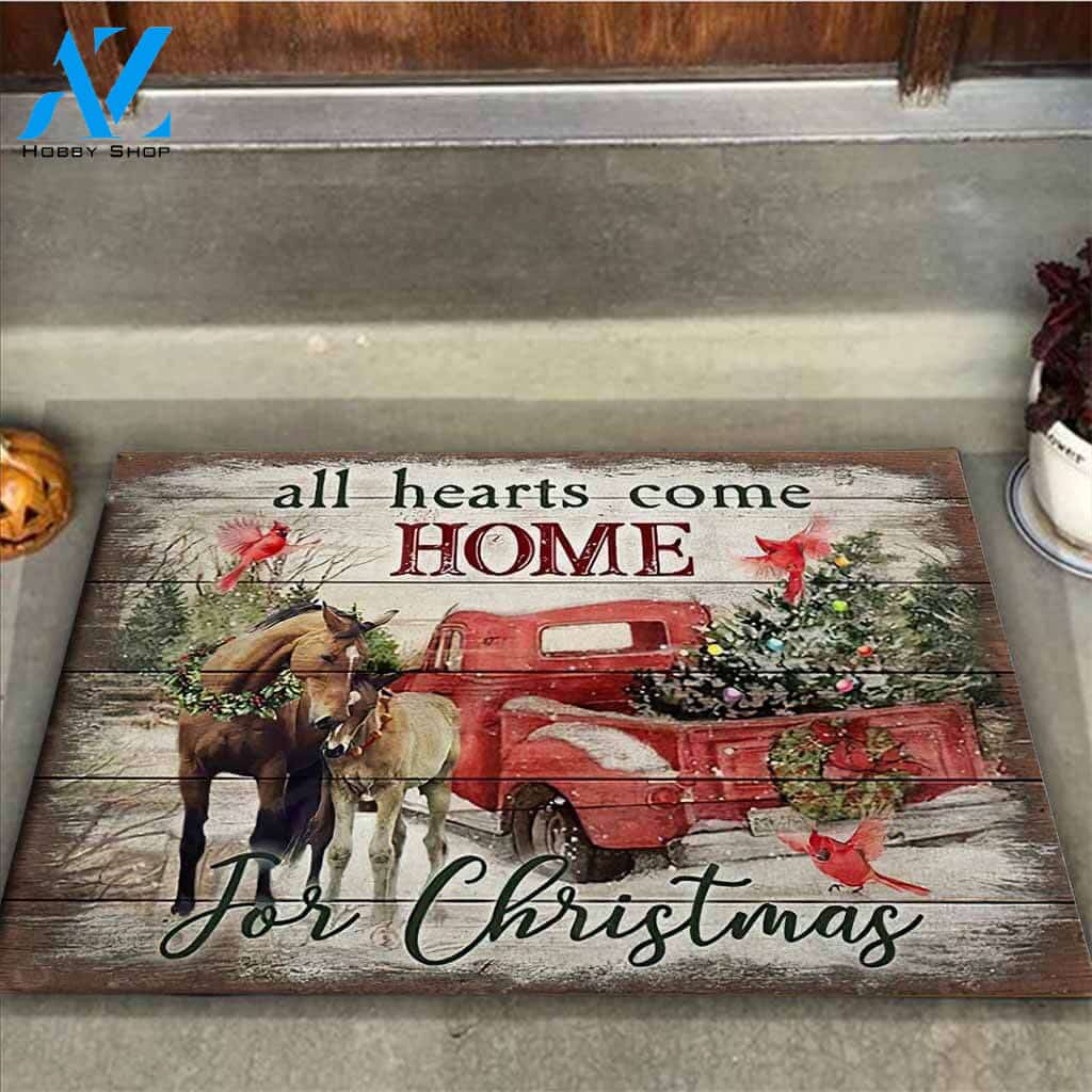 All Hearts Come Home For Christmas - Horse Doormat
