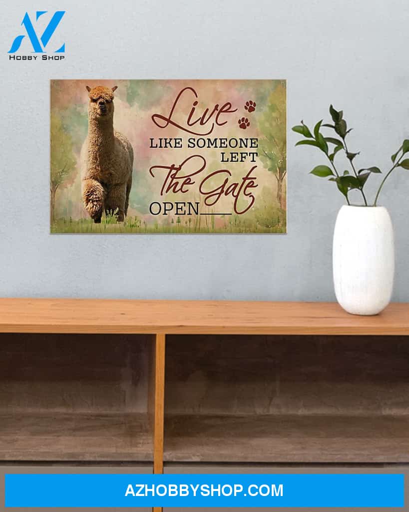 Alpaca Live Like Someone Horizontal Canvas Painting, Wall Decor Visual Art