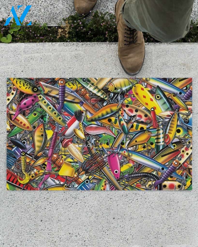 Amazing Fishing Lure Doormat Welcome Mat House Warming Gift Home Decor Gift for Fish Lovers Funny Doormat Gift Idea