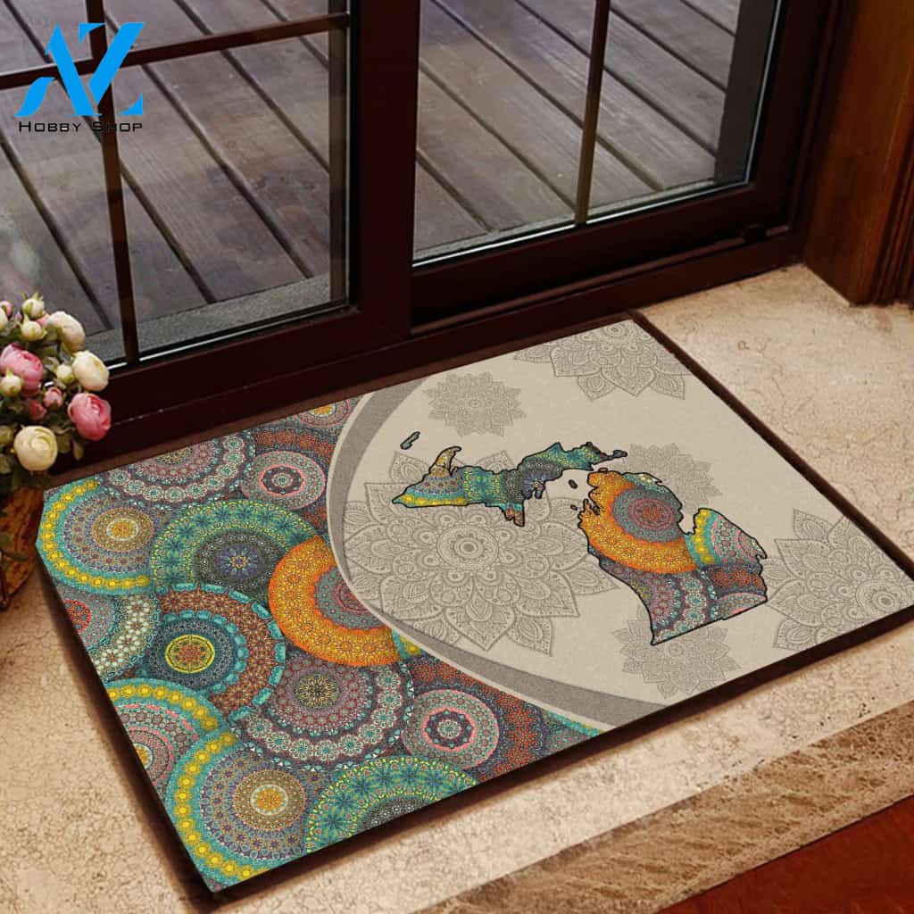 Amazing Michigan Mandala Doormat Welcome Mat House Warming Gift Home Decor Funny Doormat Gift Idea