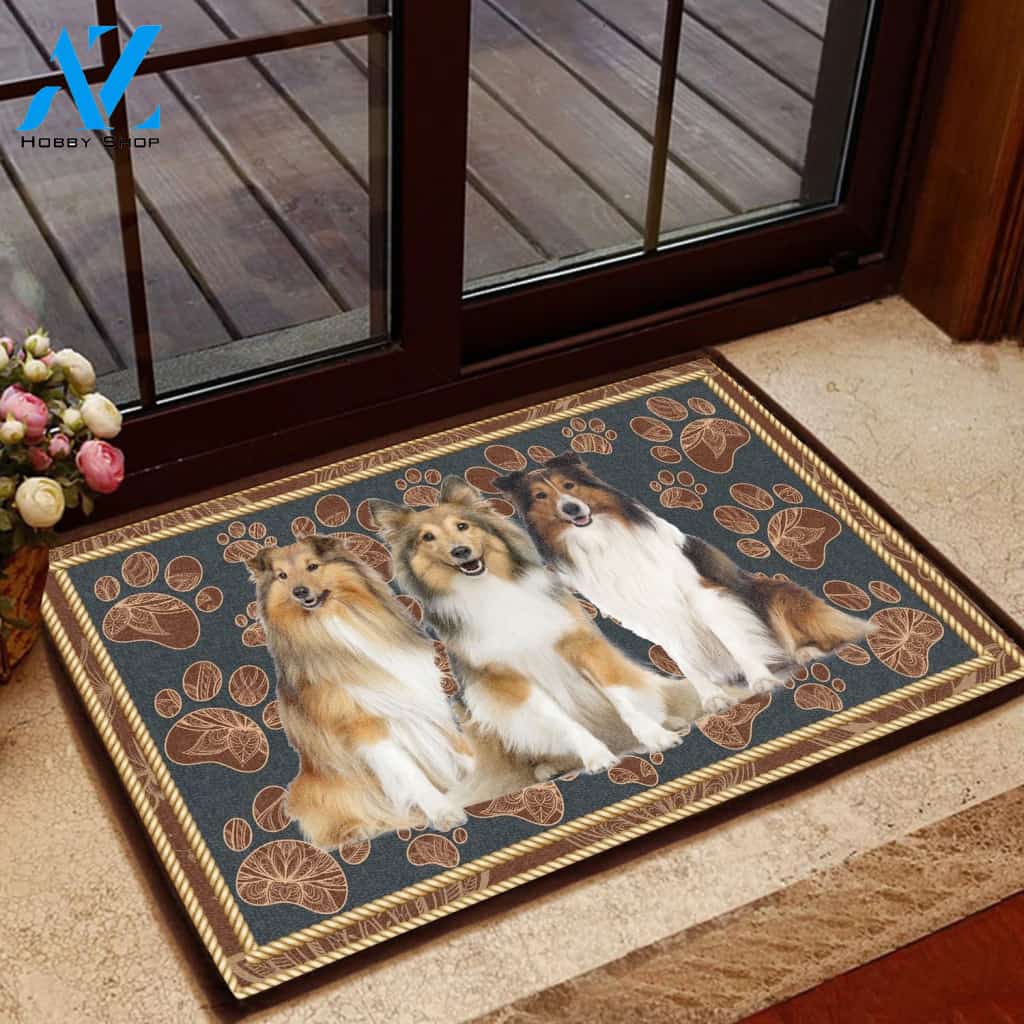 Amazing Sheltie Floral Paw - Dog Doormat Welcome Mat House Warming Gift Home Decor Gift for Dog Lovers Funny Doormat Gift Idea