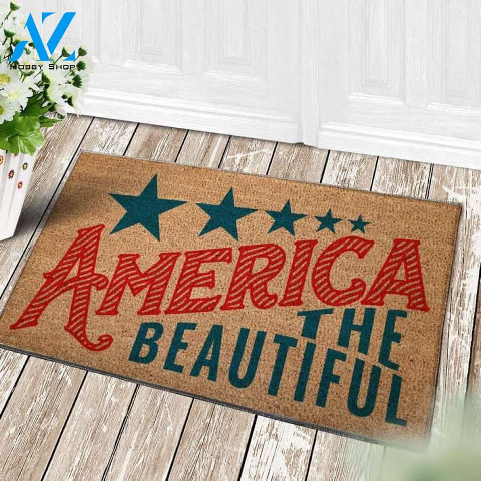 America The Beautiful Flag Doormat USA Welcome Housewarming Gift Indoor And Outdoor Doormat Warm House Gift Welcome Mat Gift For Friend Family