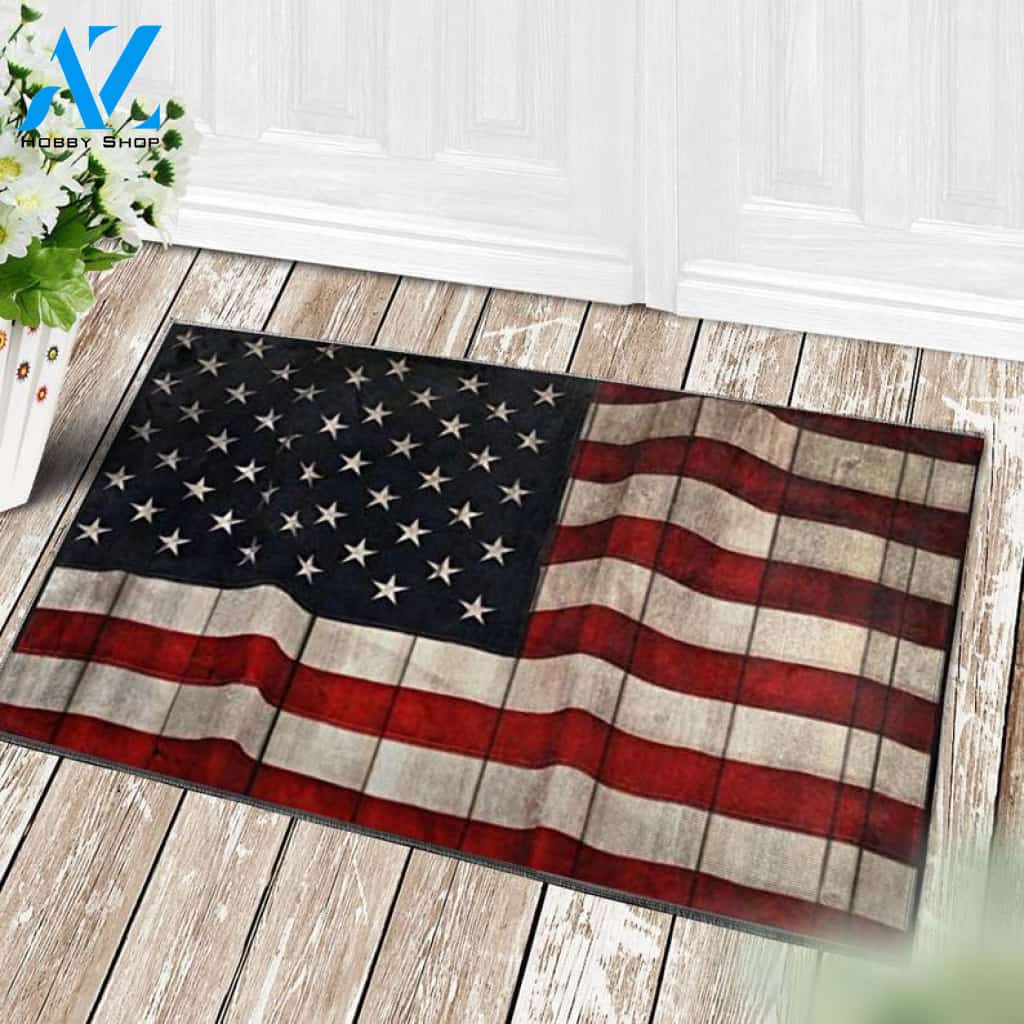 American Flag Doormat USA Doormat Welcome Mat Housewarming Gift 4th July Independence Day Indoor and Outdoor Doormat Warm House Gift Welcome Mat Gift for Friend Family