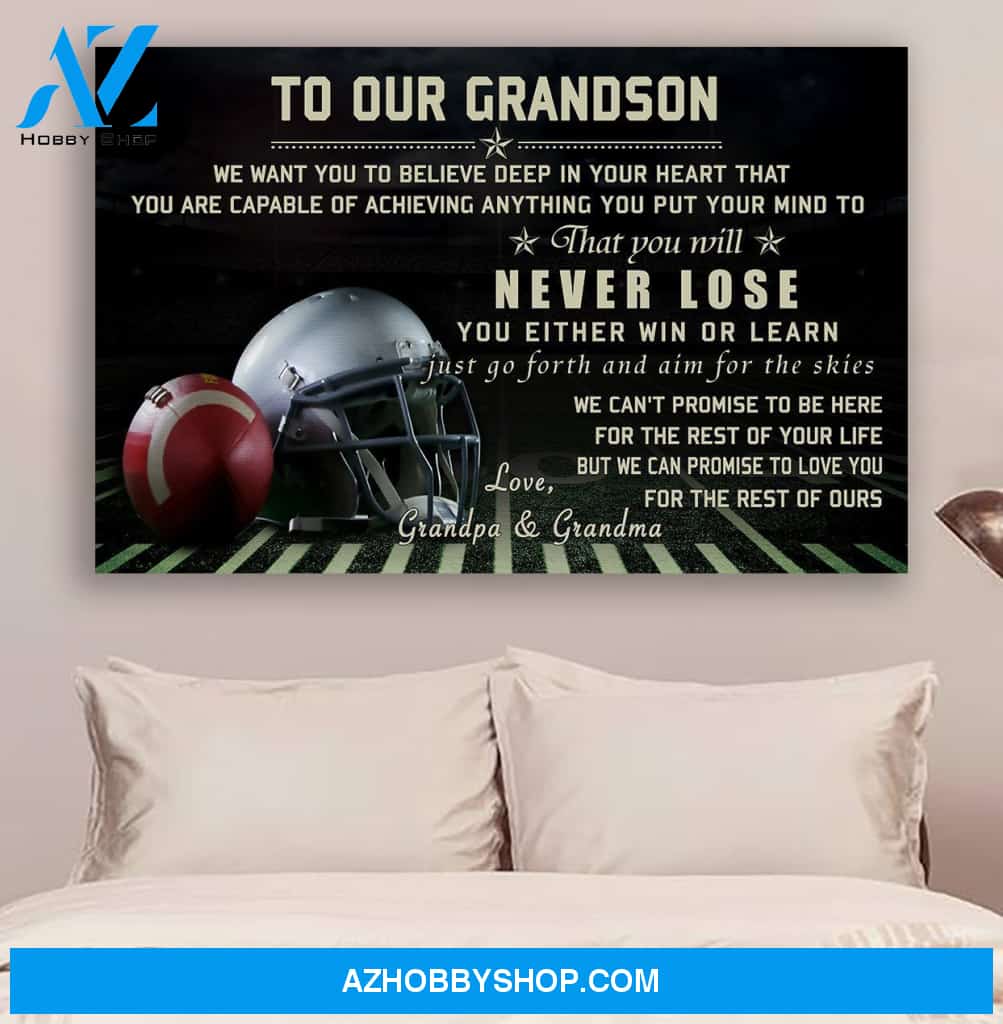 G-American football poster - to our grandson - never lose lda