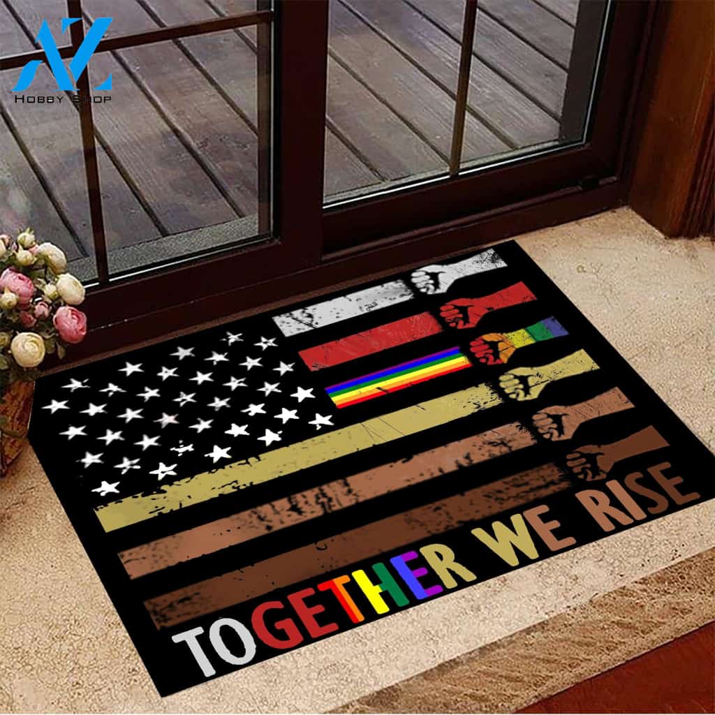 American Together We Rise Indoor And Outdoor Doormat Warm House Gift Welcome Mat Gift For Friend Family