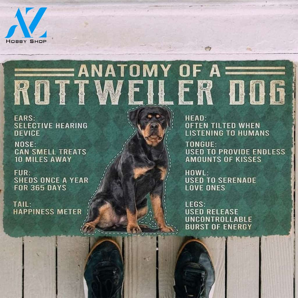 Anatomy Of A Rottweiler Dog Doormat Welcome Mat House Warming Gift Home Decor Gift For Dog Lovers Funny Doormat Gift Idea