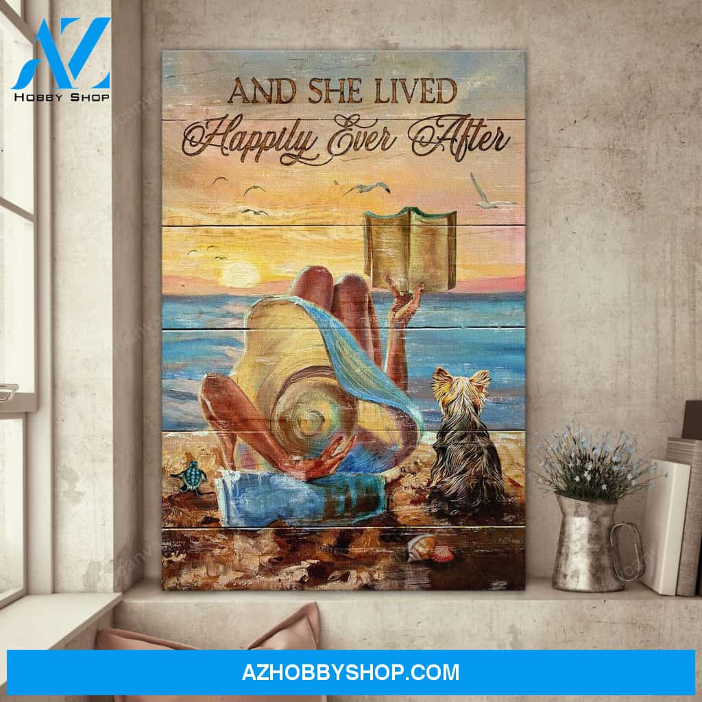 And she lived happily with her Yorkshire - Portrait Canvas Prints - Wall Art