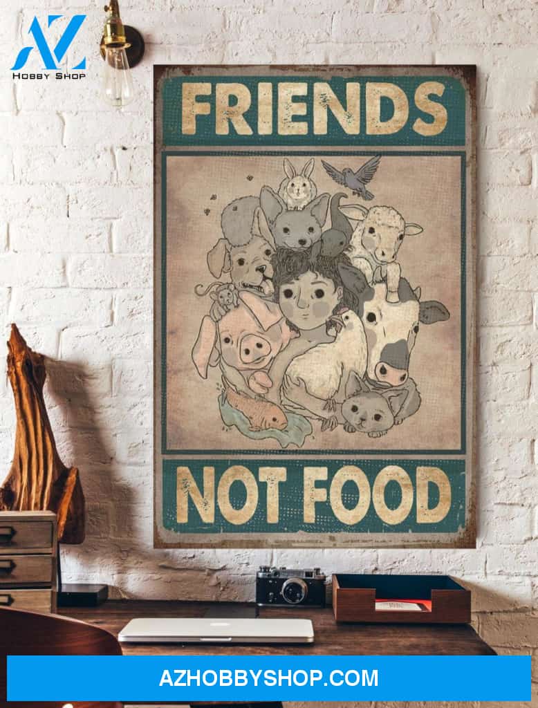 Animal Friends Not Food Vegan Wall Art Canvas Prints Best Friend Gifts
