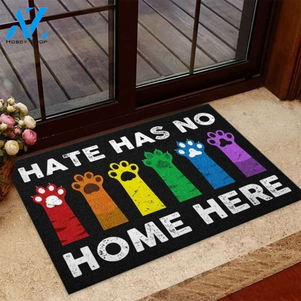 Animal Paw Hate Has No Home LGBT Support Doormat