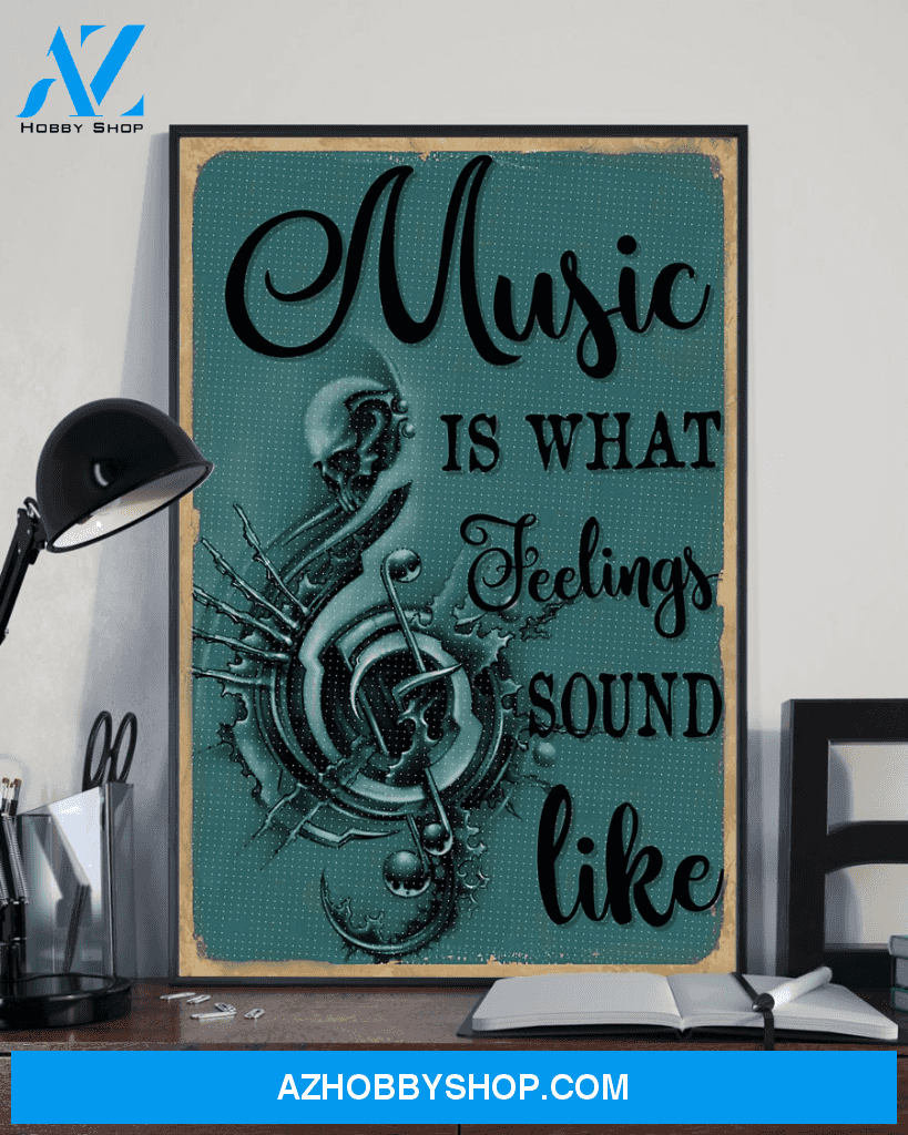 Top #156 Art Skull Music Is What Feeling Sound Like Canvas Wall Art, Wall Decor Visual Art Unique Gifts
