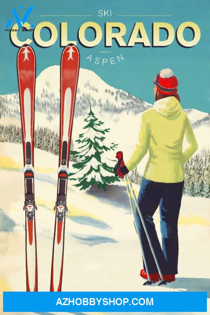 Aspen Colorado Woman Skier Mountain View Ski Aspen