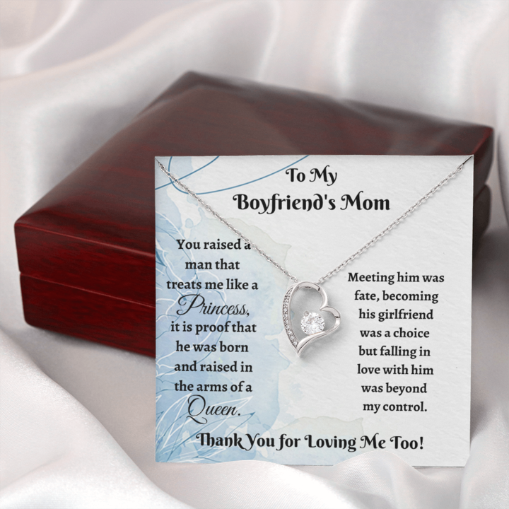 To My Boyfriend's Mom Necklace Gift - You raised a man that treats me like a Princess - Forever Love Necklace LX342K