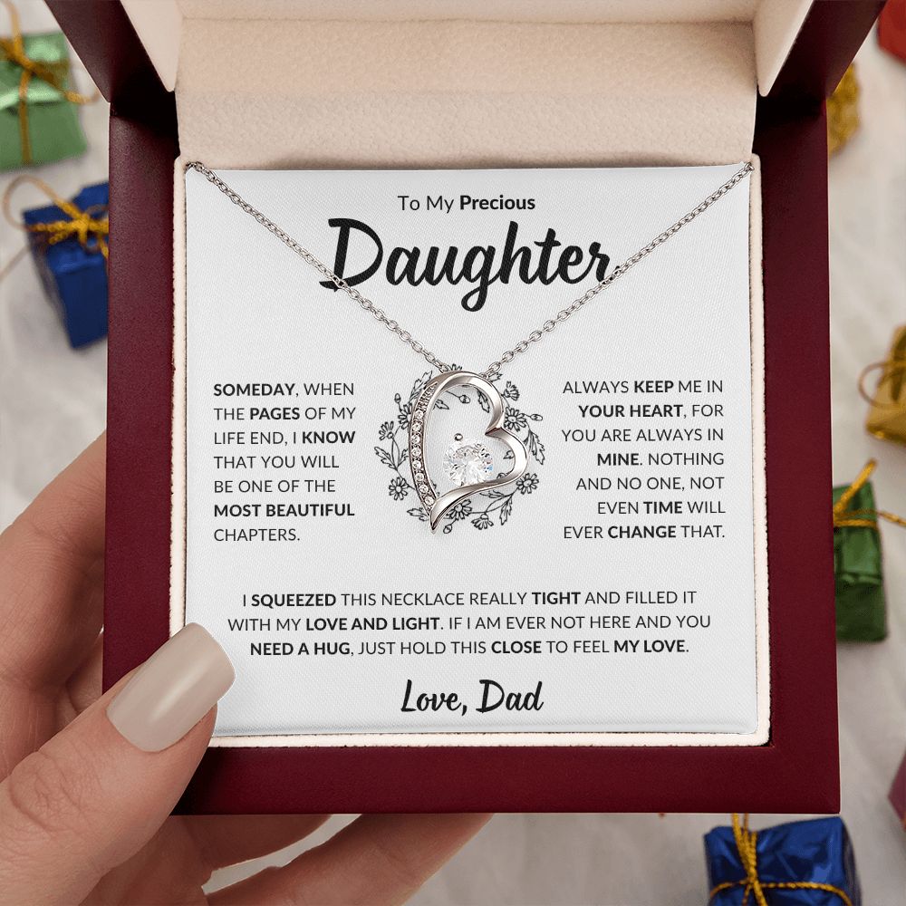 Precious Daughter Forever Love Necklace, Jewelry Gifts from Dad, Graduation Gift, Happy Birthday Gift Daughter