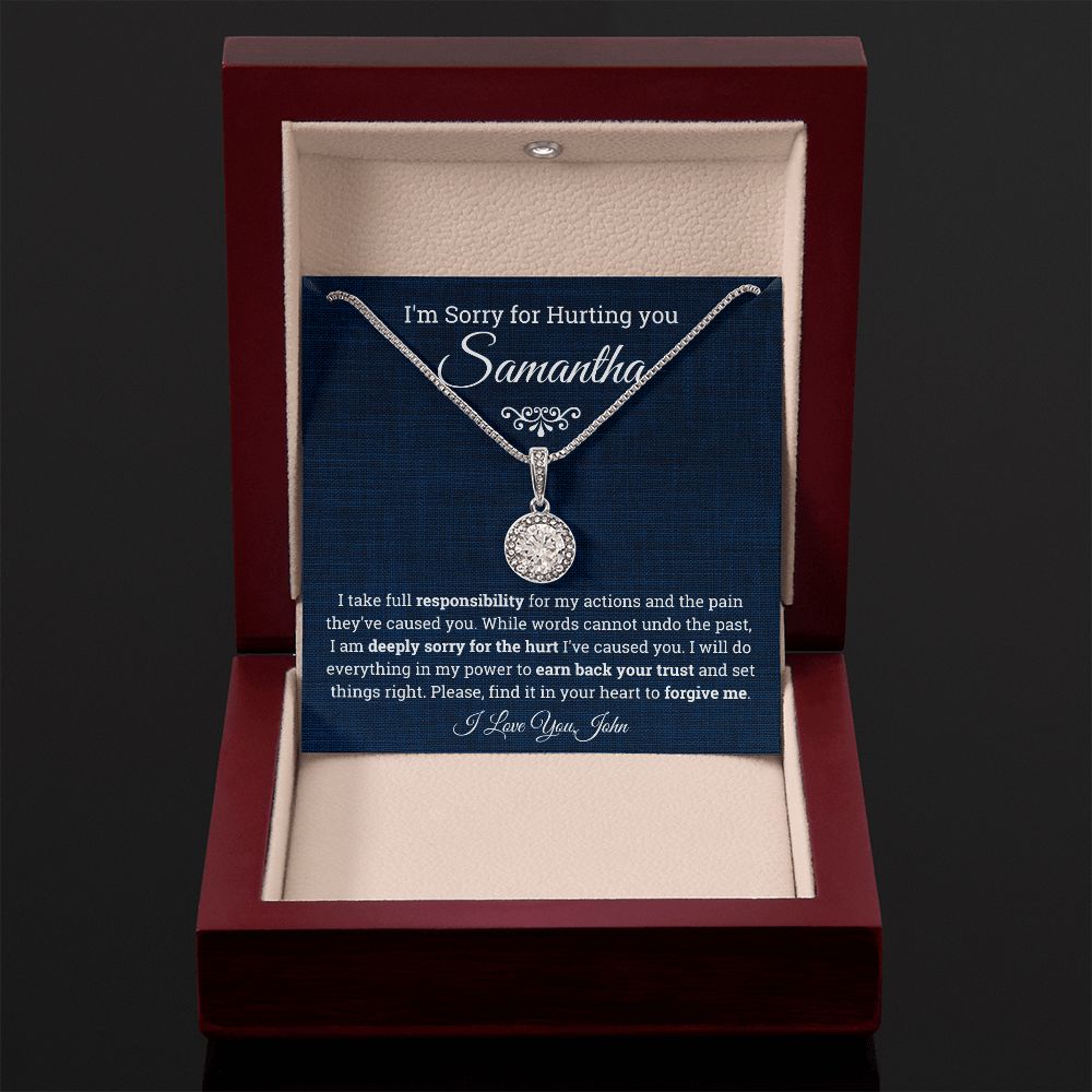 I'm Sorry for Hurting you- Eternal Hope Necklace, Apology Gift for her-Blue