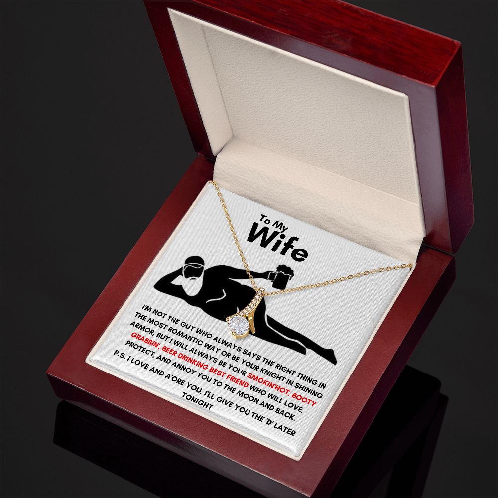 To My Wife - Alluring Beauty Necklace - Booty Grabbin' - White Card Gift For Mom, necklace For Wife, Gift For Mother's Day