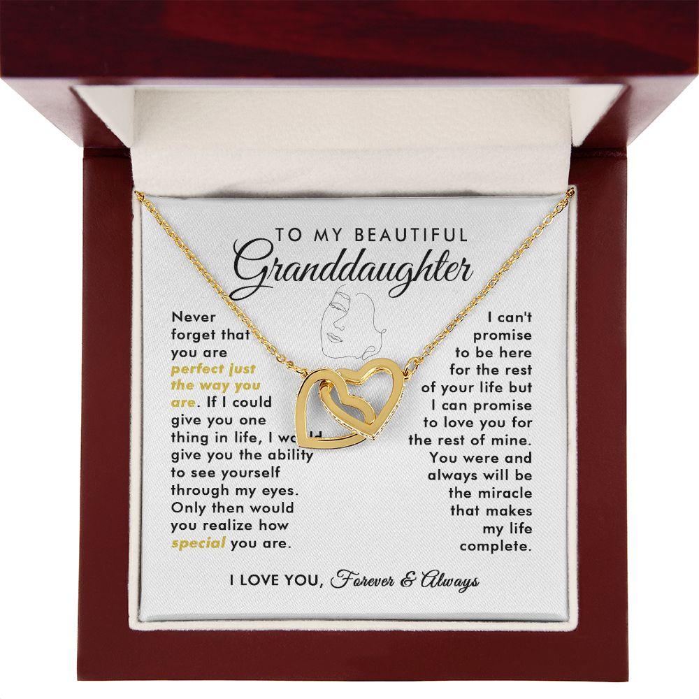To My Beautiful Granddaughter Never Forget Interlocking Hearts Necklace