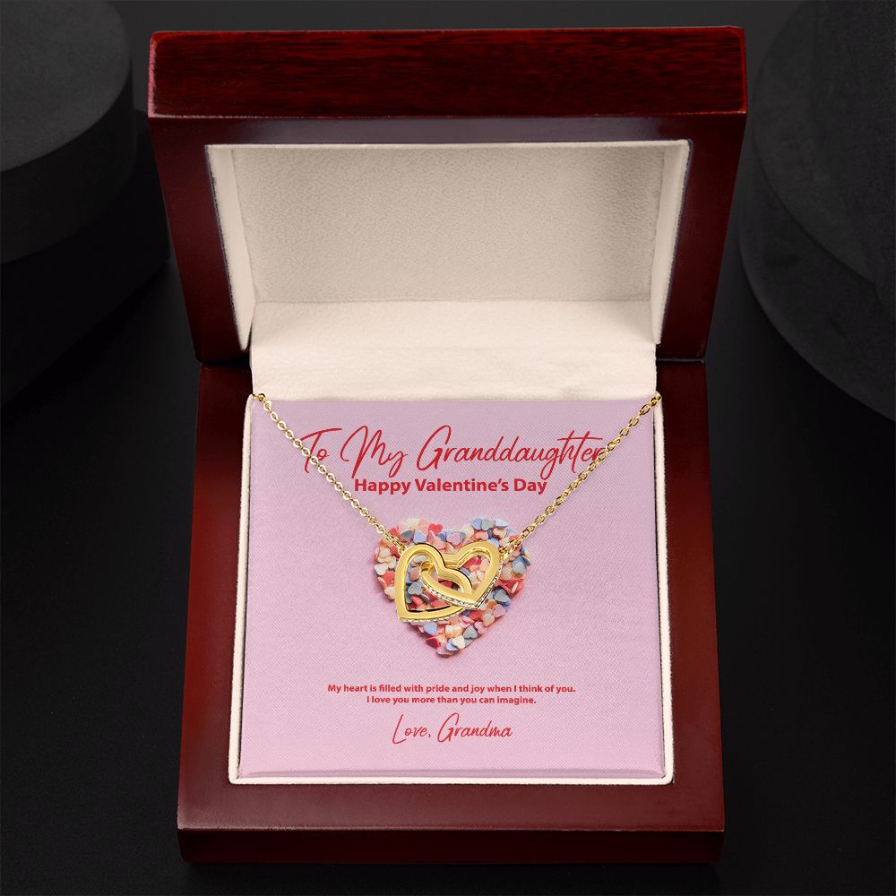 To My Granddaughter from Grandma Valentine's Day Interlocking Hearts Necklace