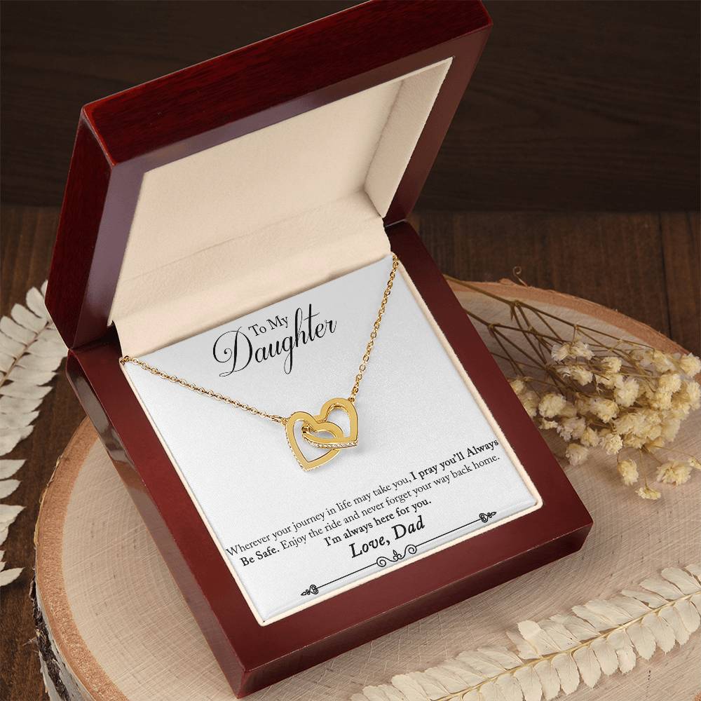 Daughter Never Forget Your Way Back Home Interlocking Hearts Necklace