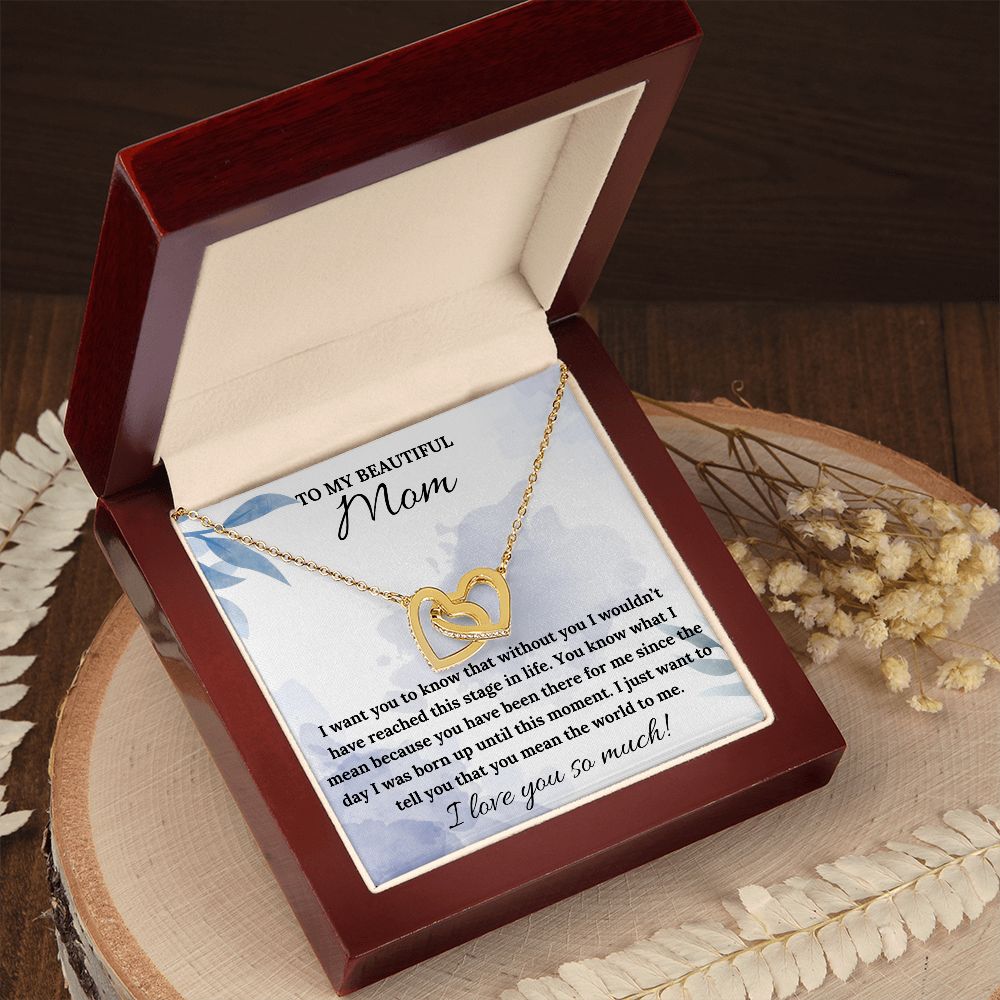 You Mean The World To Me - Interlocking Hearts Necklace For Mom