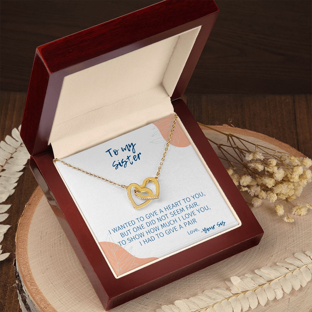 Two Hearts For You - Interlocking Hearts Necklace For Sister