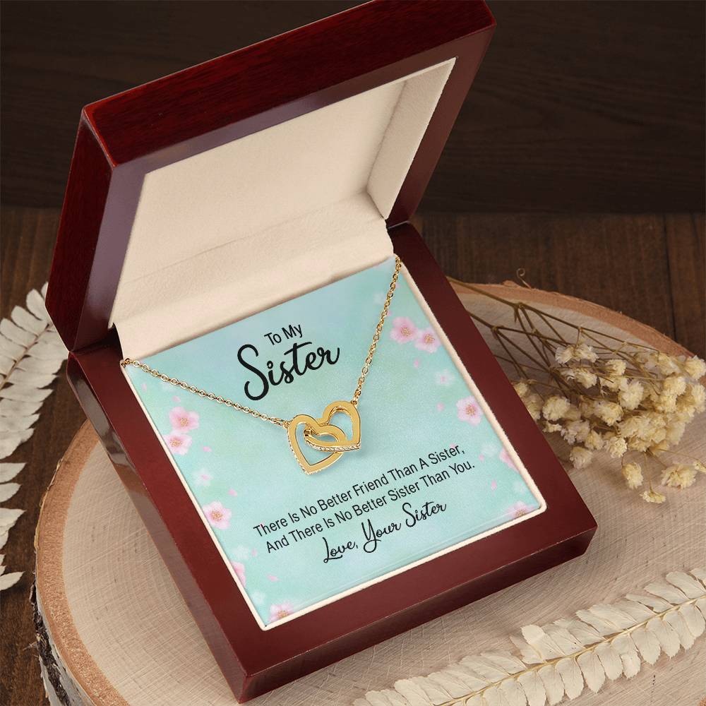 No Better Friend than a Sister Interlocking Hearts Necklace