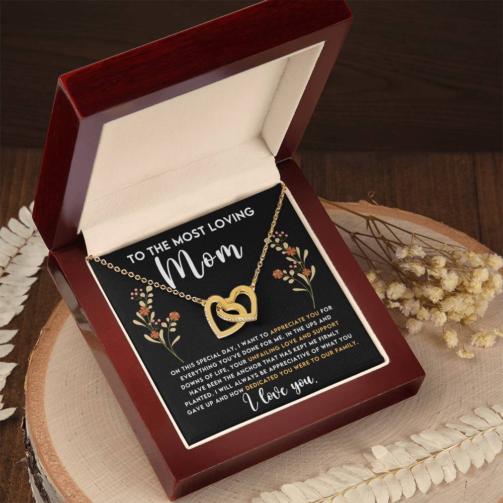 Mom Dedication Interlocking Hearts Necklace