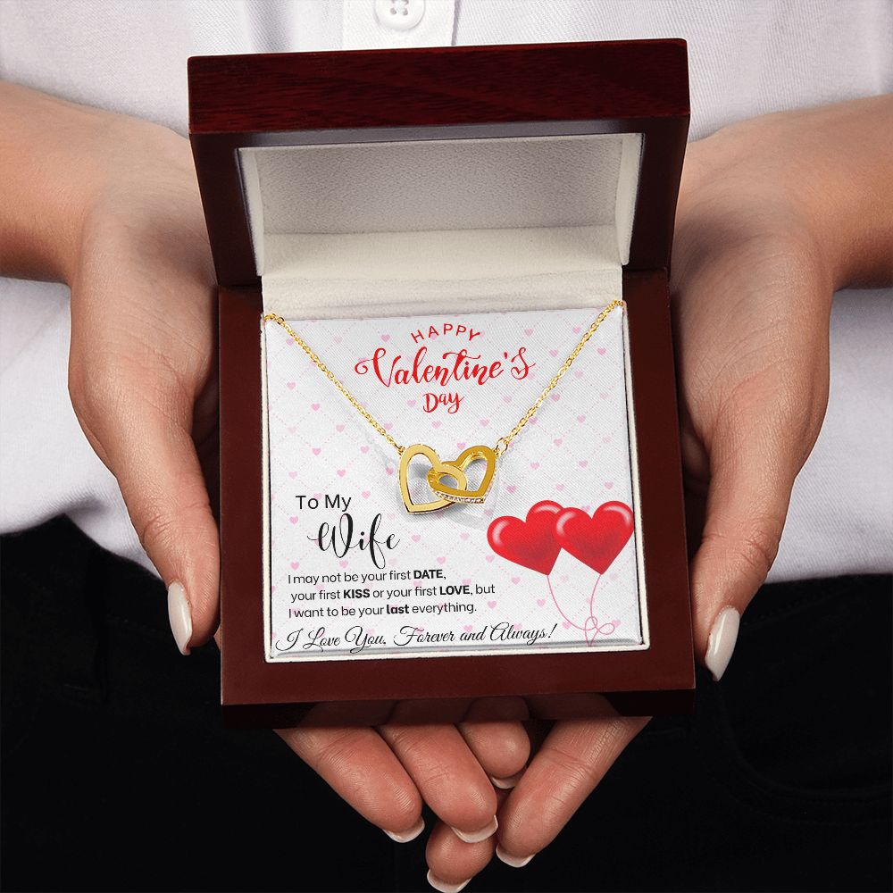 To My Wife - Interlocking Hearts Necklace - Red Balloons Gift For Mom, necklace For Wife, Gift For Mother's Day