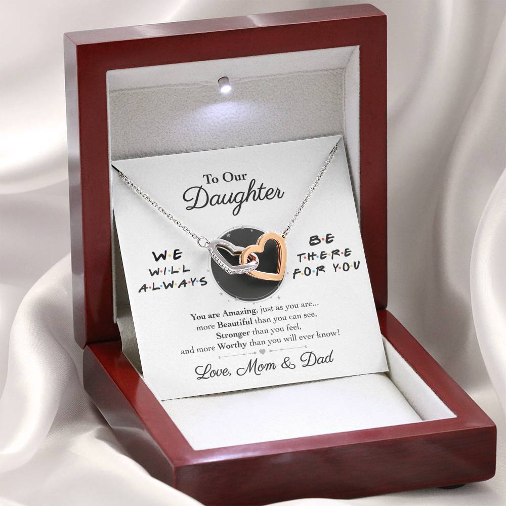 Pamaheart- Interlocking Hearts Necklace- To Our Daughter - Interlocked Hearts Necklace - We Will Always Be There For You