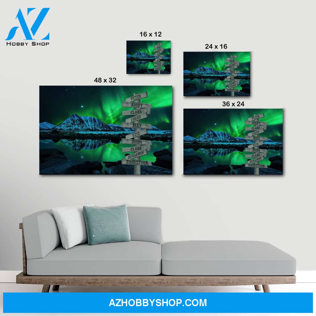 Aurora mountain view family multi names - Personalized Canvas