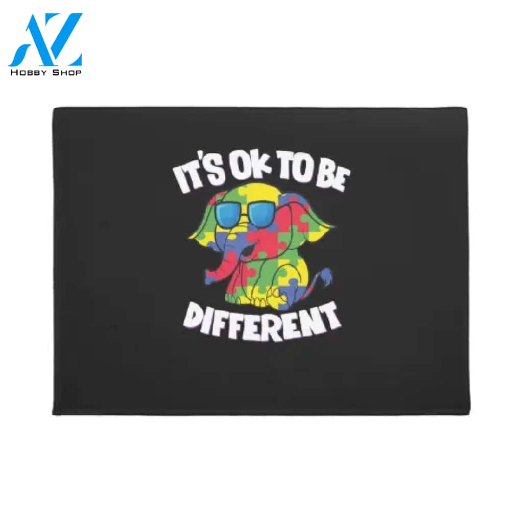 Autism Awareness Elephant - It's Ok To Be Different Doormat Welcome Mat House Warming Gift Home Decor Gift for Elephant Lovers Funny Doormat Gift Idea