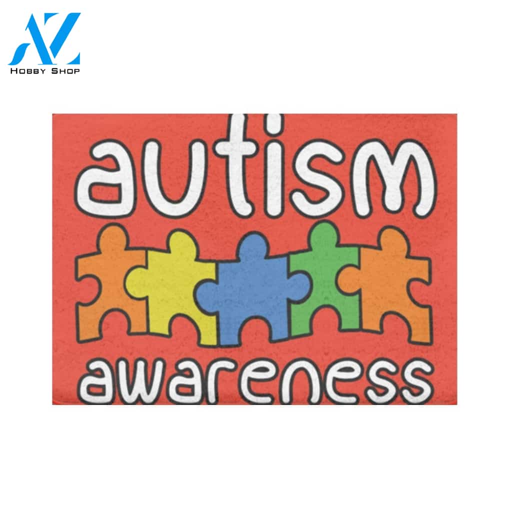Autism Awareness Puzzle Indoor Outdoor Welcome Doormat Warm House Gift Welcome Mat Gift for Friend Family