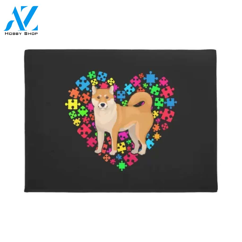 Autism Awareness Shiba Inu Dog Doormat Welcome Mat House Warming Gift Home Decor Gift for Dog Lovers Funny Doormat Gift Idea