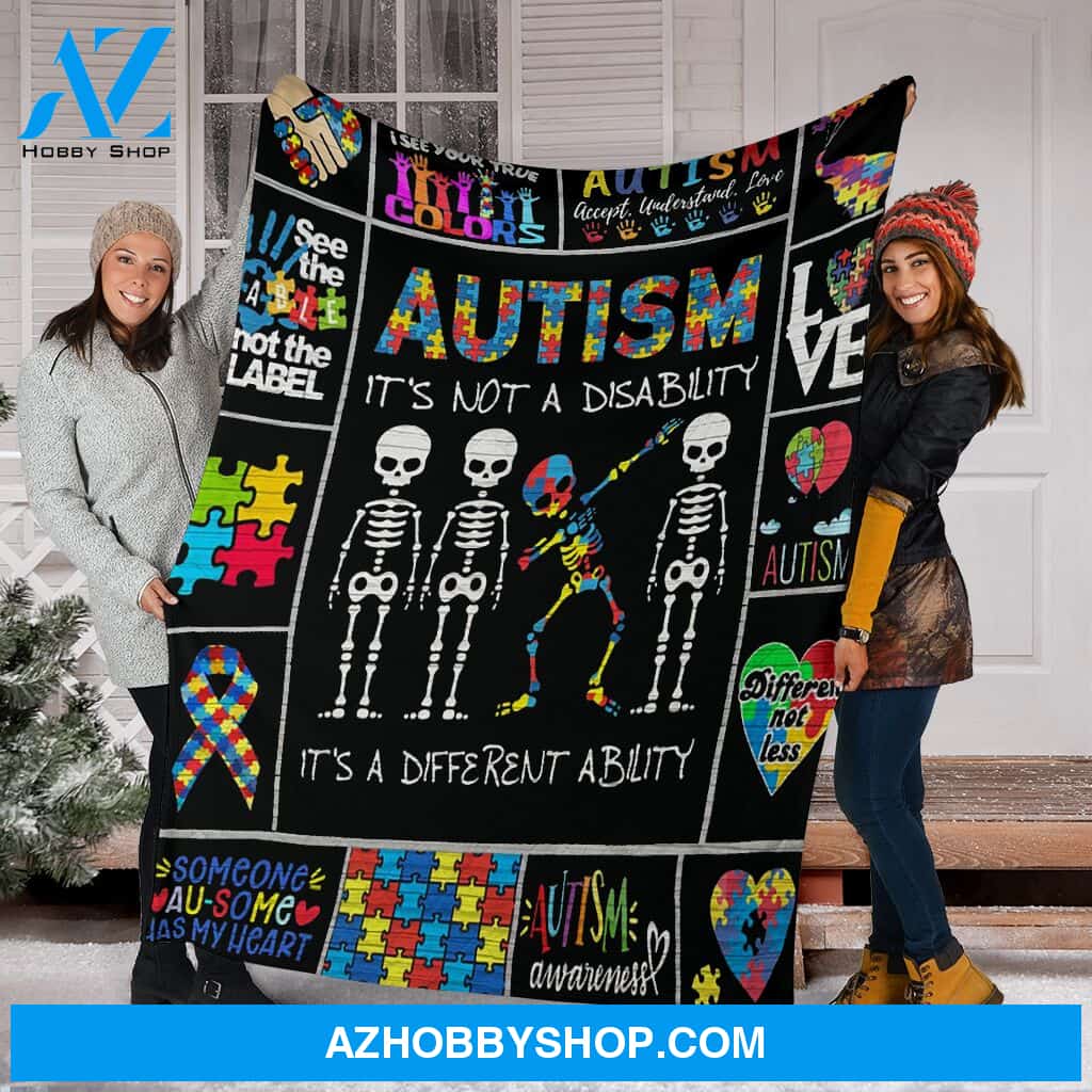 Autism Its Not A Disability Dabbing Fleece Blanket