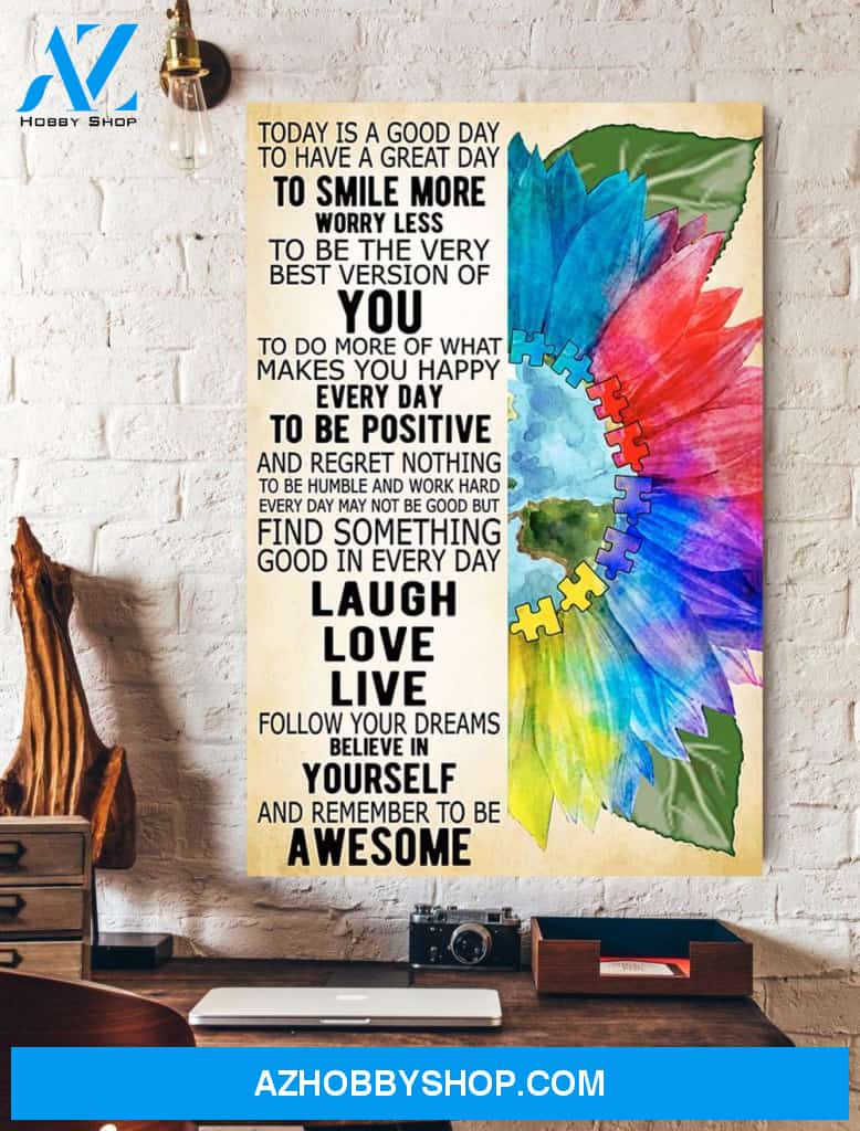 Autism Positive Quote Laugh Love Live Wall Art Canvas Prints Unique Gifts
