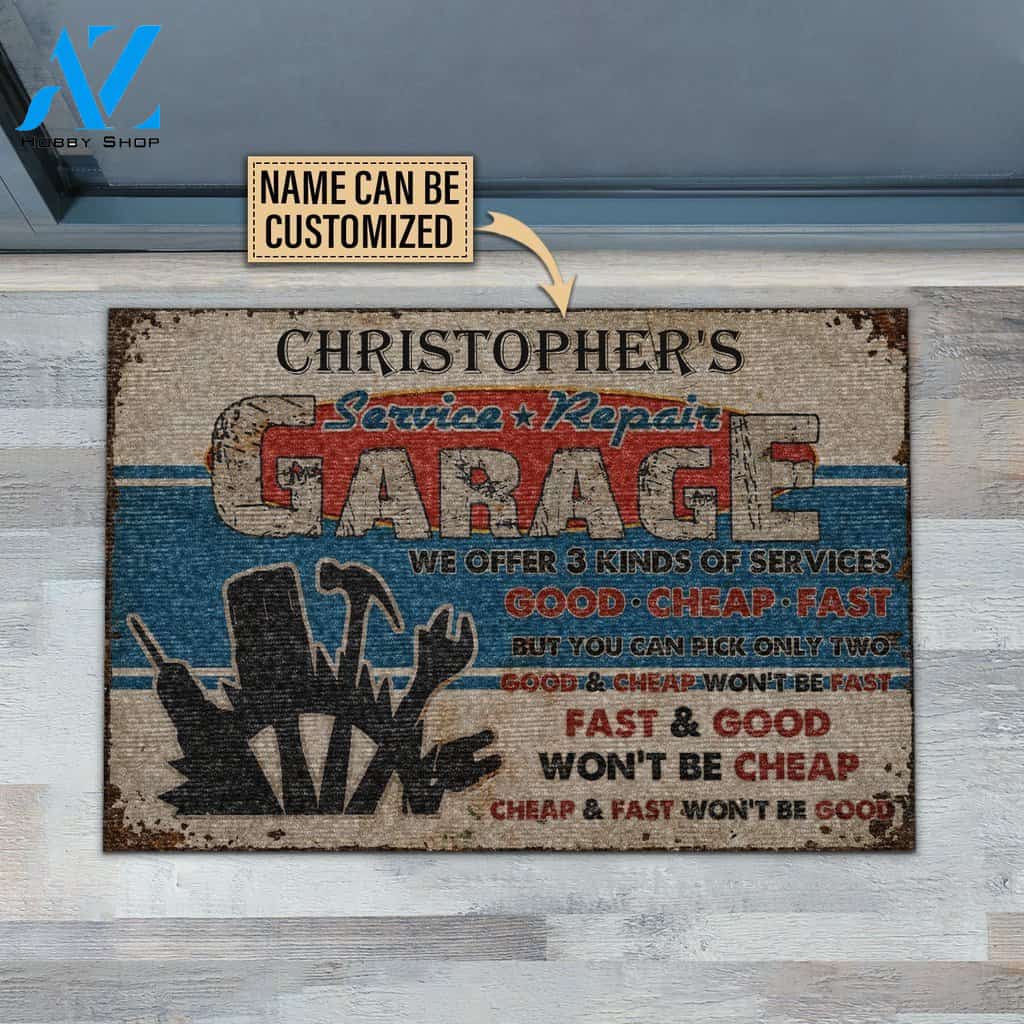 Auto Garage We Offer 3 Kinds Of Services Custom Doormat | Welcome Mat | House Warming Gift