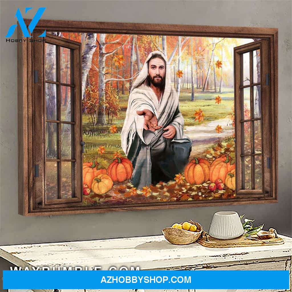 Autumn garden - Take my hand Jesus Landscape Canvas Prints, Wall Art