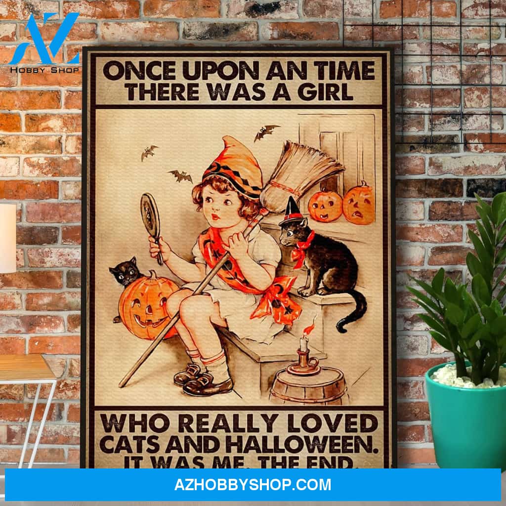 Baby Witch There Was A Girl Loved Cats And Halloween Canvas And Poster, Wall Decor Visual Art, Halloween Gift, Happy Halloween