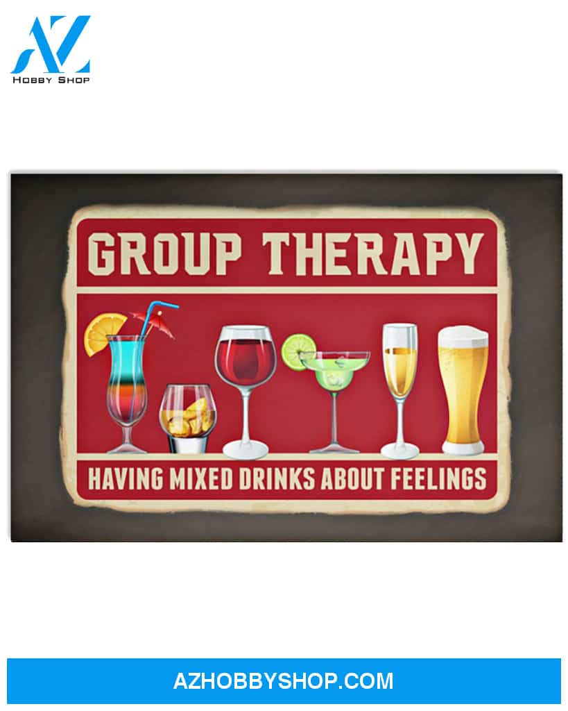 Bartender Group Therapy Poster Having Mixed Drinks About Feelings Wall Decor