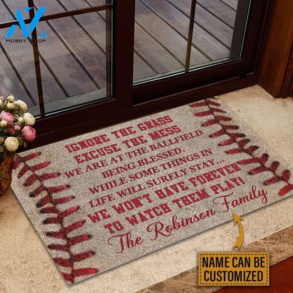 Baseball Excuse The Mess Custom Doormat | Welcome Mat | House Warming Gift
