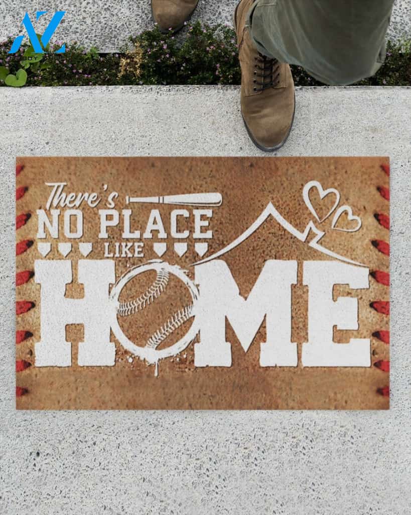Baseball - There's No Place Like Home Funny Indoor And Outdoor Doormat Gift For Baseball Lovers Birthday Gift Decor Warm House Gift Welcome Mat
