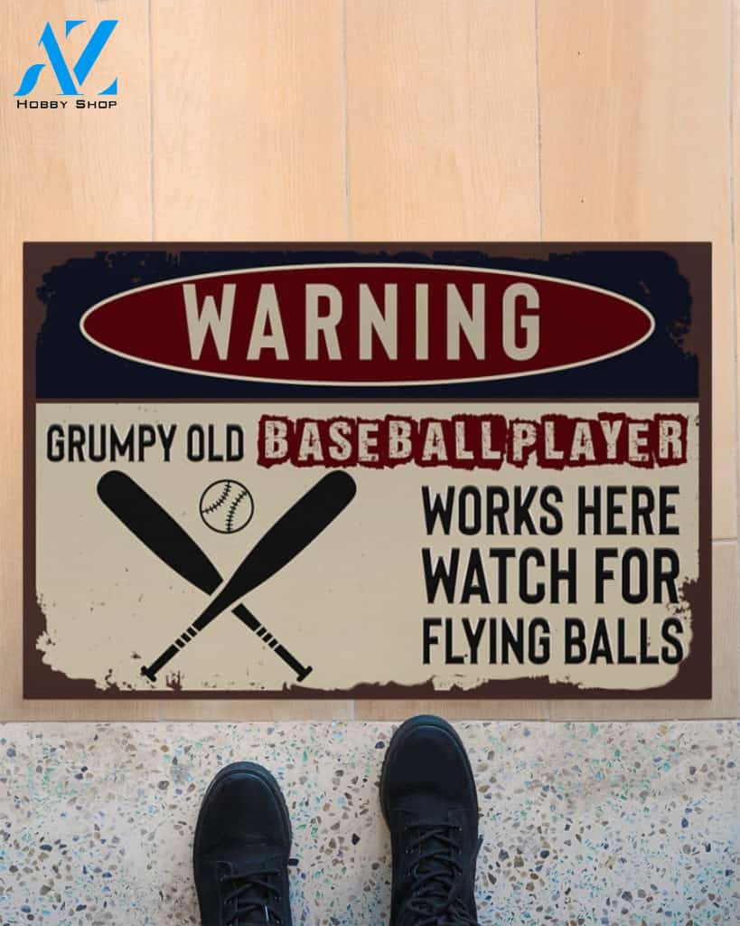 Baseball Warning Flying Fun Funny Indoor And Outdoor Doormat Warm House Gift Welcome Mat Gift For Baseball Lovers