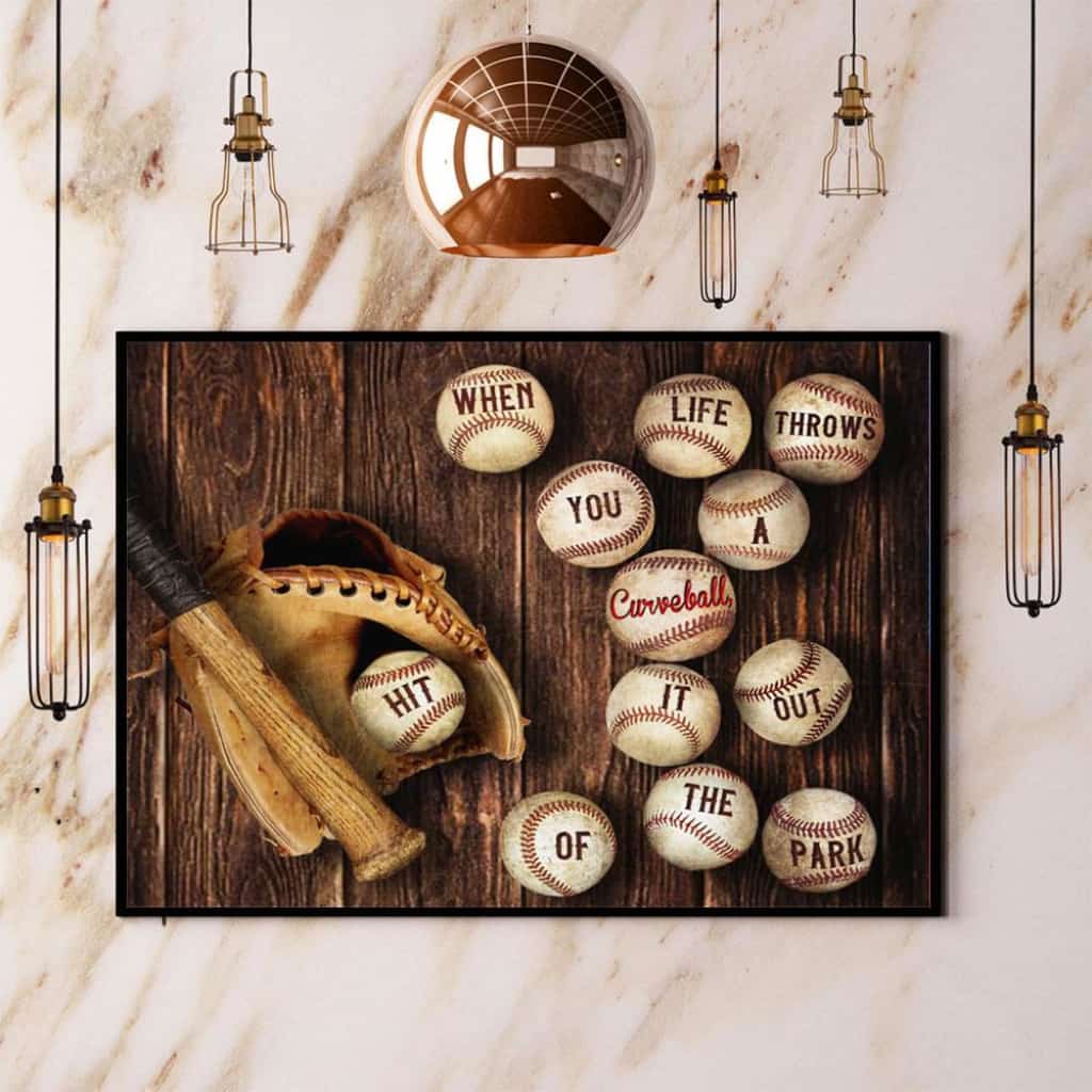 Baseball When Life Throws You A Curve Ball Paper Poster No Frame Matte Canvas Wall Decor