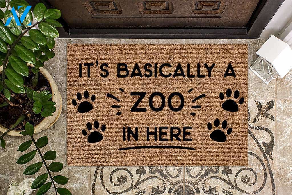Basically A Zoo In Here Animal Lover Doormat | Welcome Mat | House Warming Gift