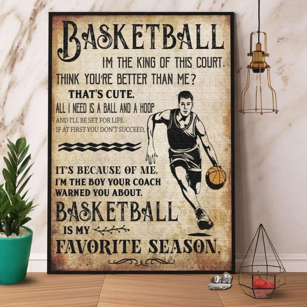Basketball Is My Favorite Season Paper Poster No Frame Matte Canvas Wall Decor