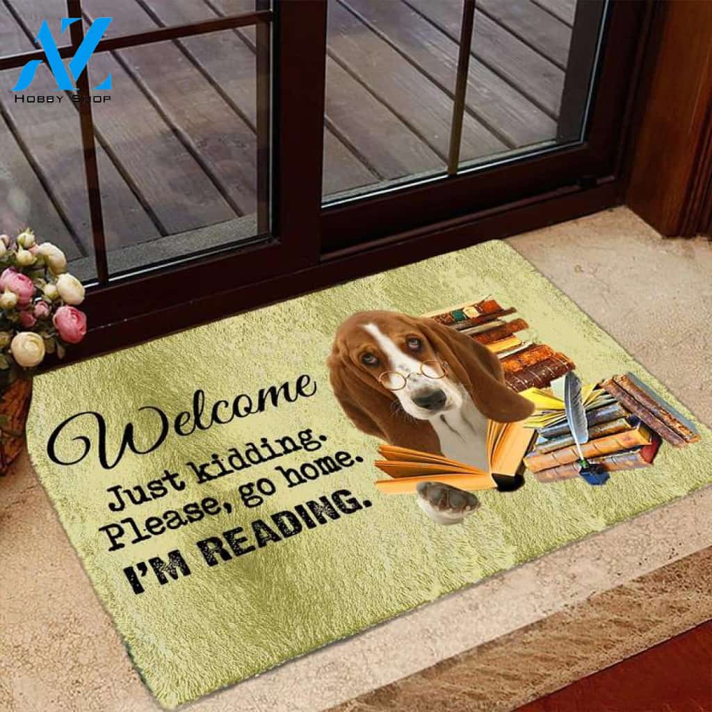 Basset Hound I'm Reading Dog Doormat